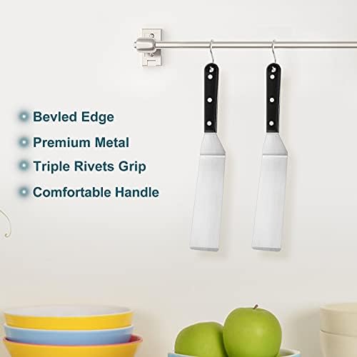 Leonyo Stainless Steel Long Narrow Metal Spatulas, 2 Pack