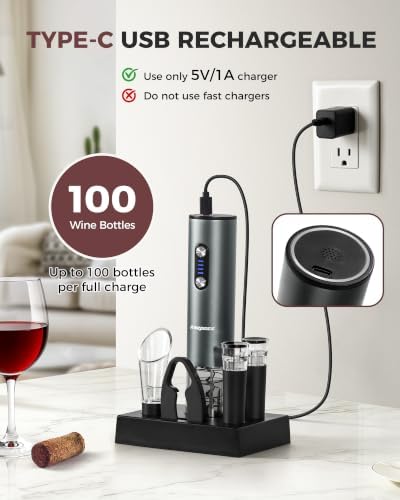 Rechargeable Electric Wine Opener, Automatic Wine Bottle Opener Set