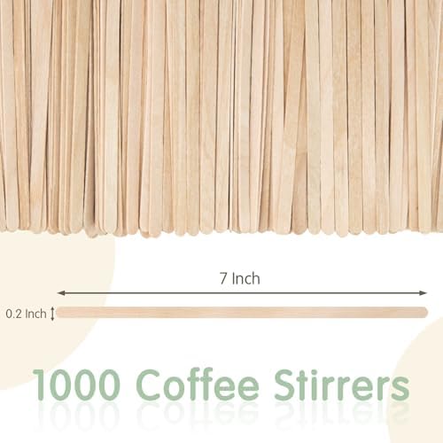 WISYOK 1000Pcs 7 Inch Coffee Stirrers, Birch Wood
