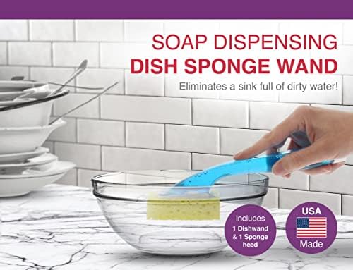 Arrow Dish Sponge with Soap Dispenser Handle, Fillable Dish Wand