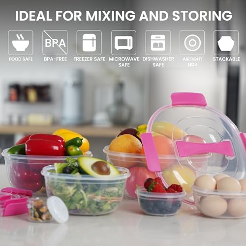 LISI Salad Bowls Set with Airtight Lids, BPA-Free, Leak-Proof Plastic