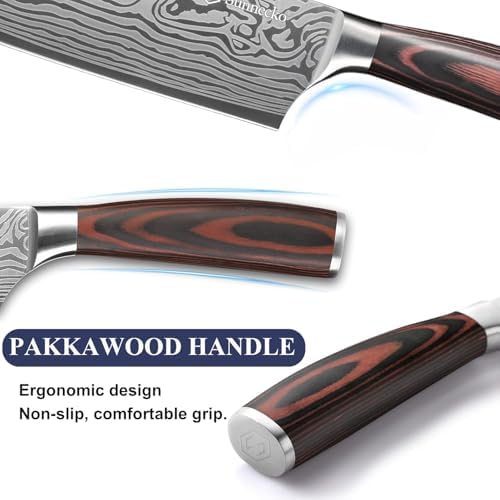 Sunnecko 7-Piece Kitchen Knife Set, High Carbon Stainless Steel