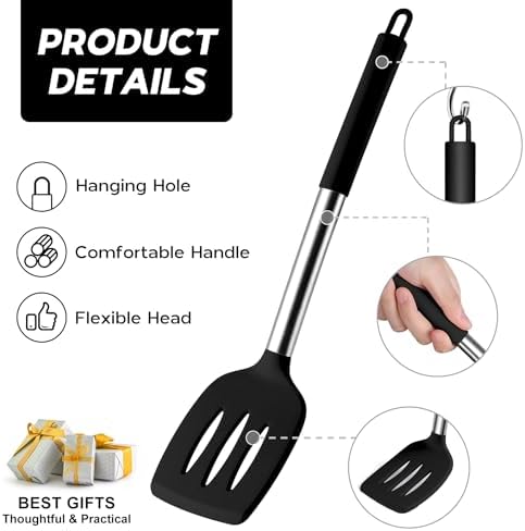 Onader 15-Piece Silicone Kitchen Utensil Set, Black