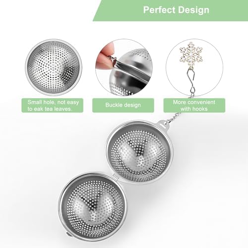 Numola 2Pcs Tea Ball Infuser - Locking Clasp Tea Strainer with Chain