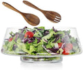 MOLIGOU Large Glass Salad Bowl with Acacia Wood Serving Utensils