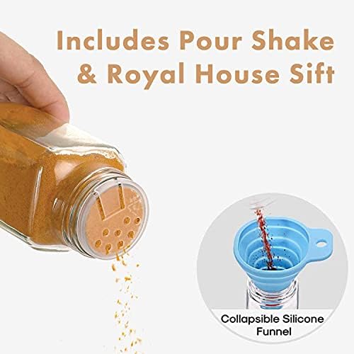 ROYALHOUSE 12 Pcs Glass Spice Jars/Bottles - 4oz Empty Square Spice