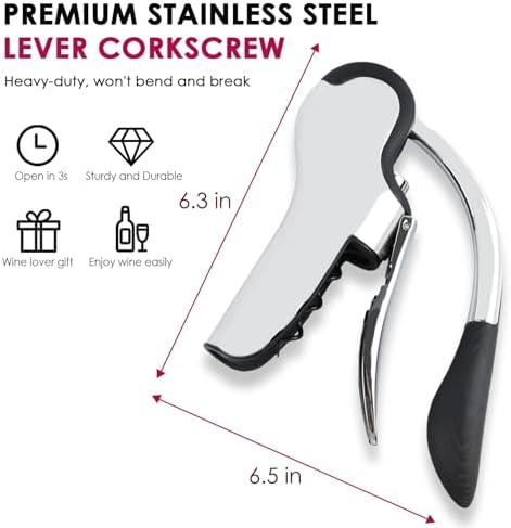 KAYCROWN Stainless Steel Wine Bottle Opener, Vertical Lever Corkscrew