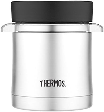 Thermos Food Jar with Microwavable Container, 12-Ounce, Stainless