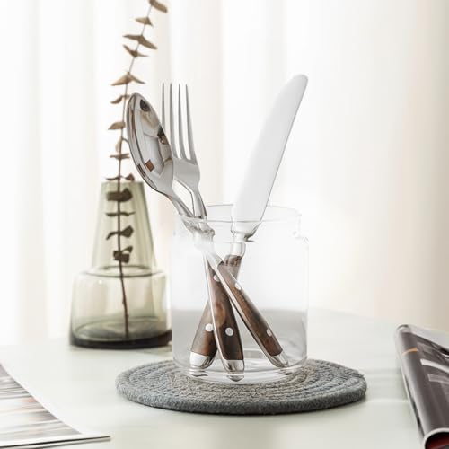 20pcs Silverware Set, Stainless Steel with Riveted Handle (Brown)