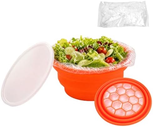 Salad Bowl, Silicone Collapsible Bowls With Lids 60oz, Salad Serving