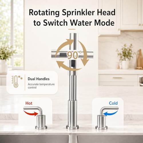 8 Inch Brushed Nickel Kitchen Faucet with Pull Down Sprayer