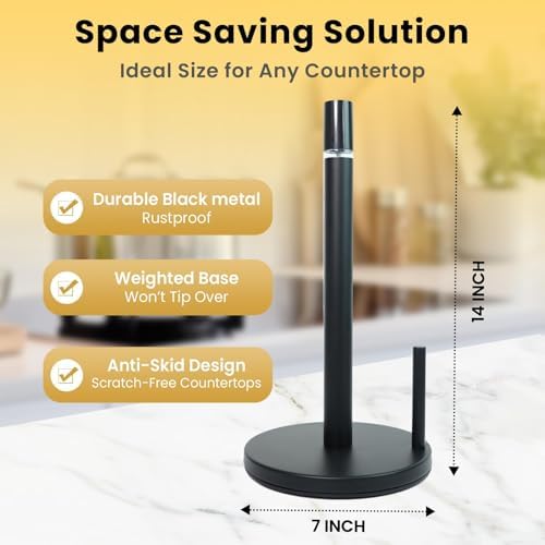 2-in-1 Paper Towel Holder with Spray Bottle, Matte Black