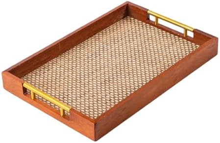 17.7x12in Wood Serving Tray with Handles Suitable for Coffee Tables