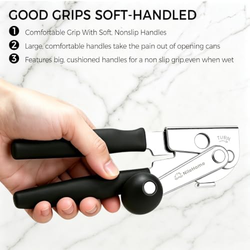 NileHome Commercial Hand Crank Can Opener with Extra-Long Handles