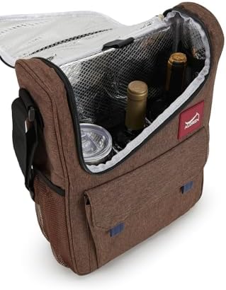 Insulated Wine Cooler Bag Set with 2 Stainless Steel Tumblers