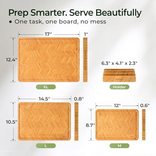 Keechee Bamboo Cutting Board, Reversible Wood Cutting Boards for