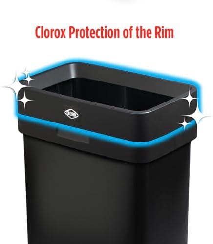 Clorox Slim Open Top Trash Can, 13 Gal, Matte Black