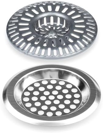 Shower Drain Hair Catchers - Bathtub Drain Covers 2 Pcs - Stainless