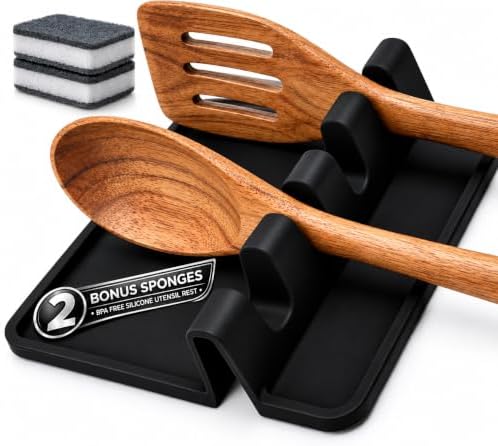 Spoon Rest for Stove Top, Silicone Spoon Holder for Kitchen Counter