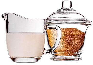 Glass Sugar and Creamer Coffee Set Kit Transparent Bowl with Lid Milk