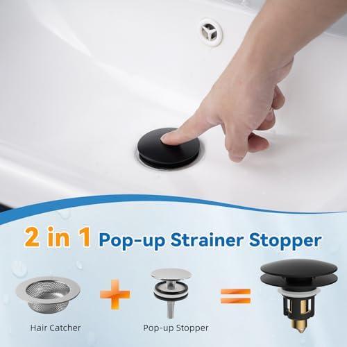 2 Pack Universal Metal Bathroom Sink Stopper, Hair Catcher Strainer