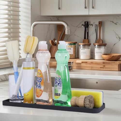Kitchen Sink Silicone Organizer Tray, L, Dark Gray