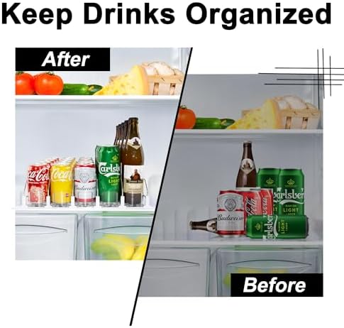 LumoShine Drink Organizer for Fridge, Holds Up to 25 Cans, White
