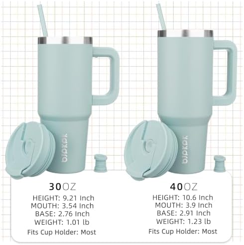 BJPKPK 40 oz Insulated Tumbler with Handle & Straw, Stainless Steel