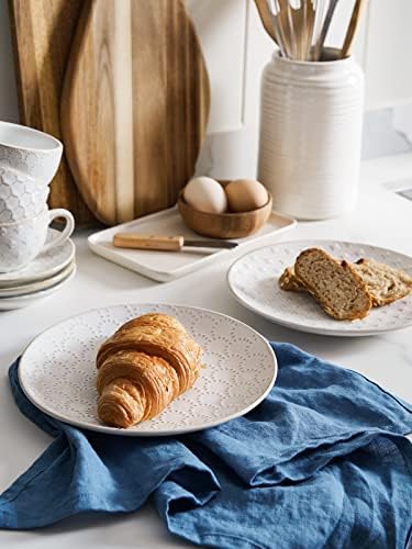 LE TAUCI Ceramic Dishes Set for 4, 12 Piece Plates and Bowls Sets