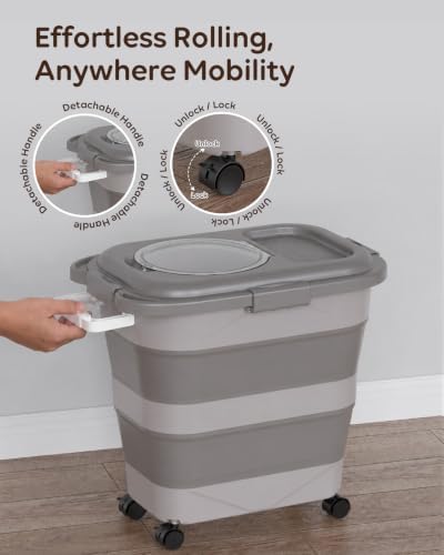 Collapsible Dog Food Container for 10-25 lbs, Airtight Storage Bin