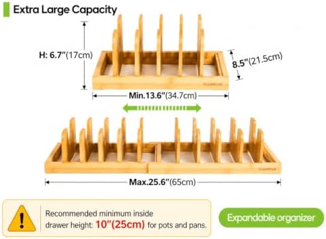 Expandable Bamboo Pots and Pans Organizer Rack