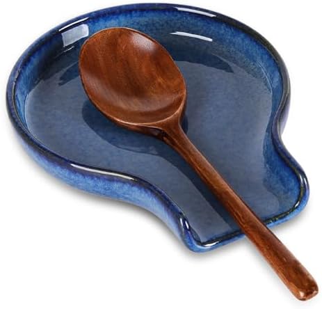 HAPPY KIT 6 Inch Ceramic Spoon Rest for Stove Top, Wide Utensil Holder