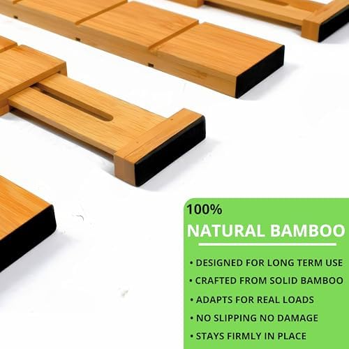 13.7-18.7" Expandable Bamboo Drawer Dividers with Inserts 4-Pack