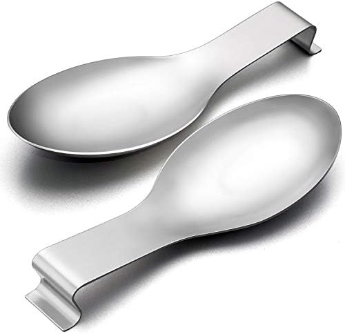 E-far Spoon Rest Set of 2, Stainless Steel Spoon Ladle Holder Spatula