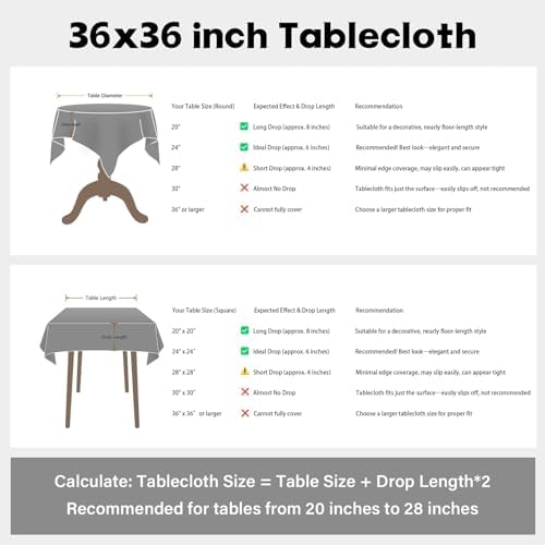 NEWISHER Embroidered Small Square Tablecloth, 36x36 Inch End Table
