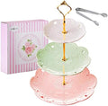 Jusalpha 3-Tier Multi Color Solid Ceramic Serving Stand (3 Color-Gold)