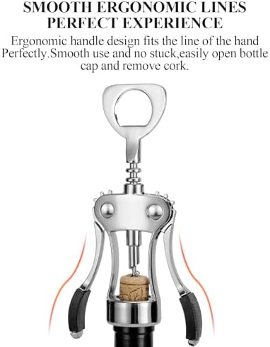 KORCCI Wine Opener, Heavy-Duty Zinc Alloy Wing Corkscrew, Premium Beer