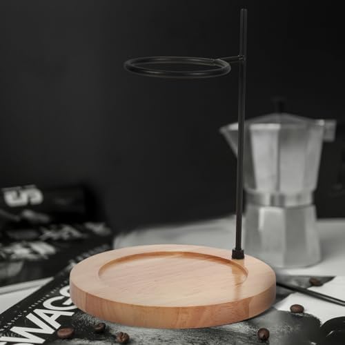 Metal Coffee Dripper Stand with Wood Base, Hand Brew Rack Holder