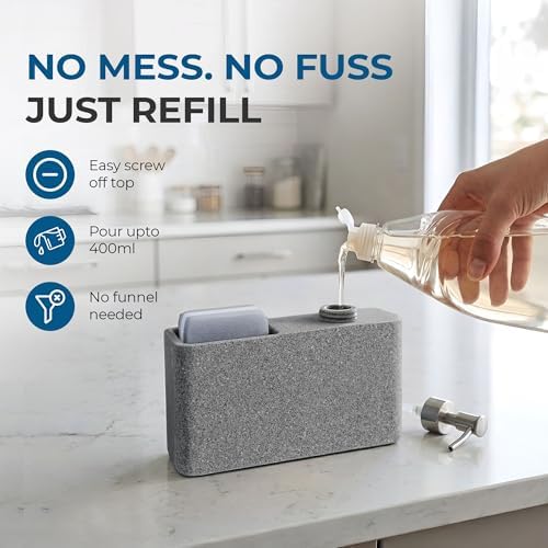 Havara Dish and Hand Soap Dispenser, Granite Resin