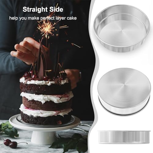 7 Inch Round Cake Pans, 3PCS Stainless Steel Cake Pan &100 Parchment