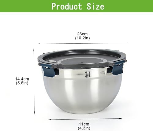 Stainless Steel Salad Chopper Bowl with Lid, 135 oz Large Salad Bowl