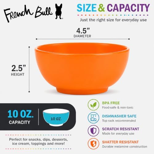 French Bull Melamine Mini Bowls, 10 oz, Set of 6, Multicolor
