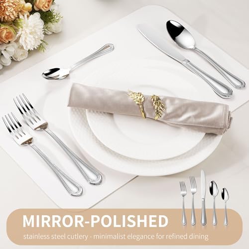 40 Pieces 18/10 Stainless Steel Flatware, Weighted Silverware Set for 8