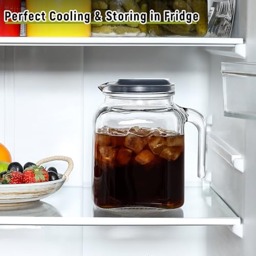68 Oz Seal Pitcher With Lid and Spout, Large Iced Tea Pitcher for