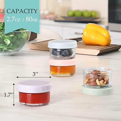 VITEVER [6 Pack] Salad Dressing Container To Go, 2.7 oz Glass Small