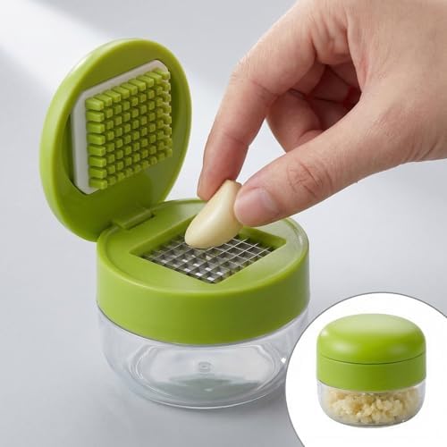 2-Pack Stainless Steel Garlic Press Set with Peeler and Brush