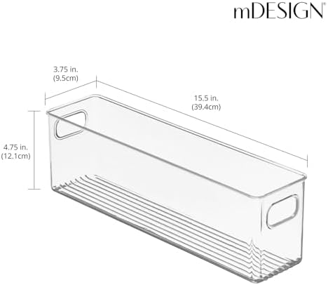 mDesign Plastic Long Stackable Storage Organizer Container