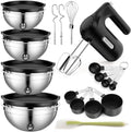 5-Speed Hand Mixer Electric With 4 Mixing Bowls Set