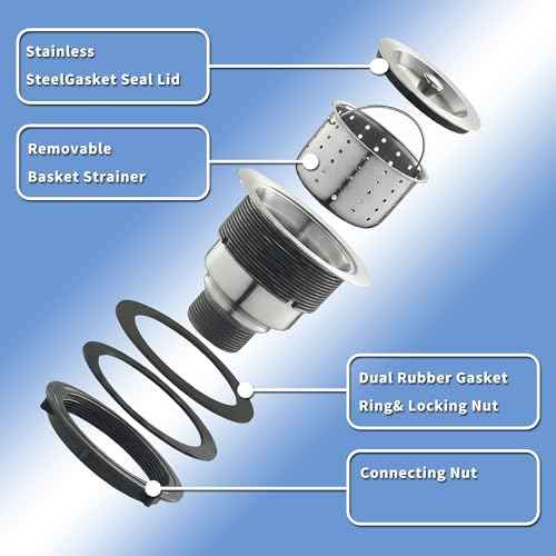 Kitchen Sink Drain Strainer Assembly, 3-1/2-Inch, 304 Stainless Steel