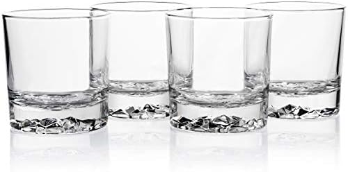Whiskey Glasses Set of 4 with Brilliant Mountain Imprint | Bar Glasses